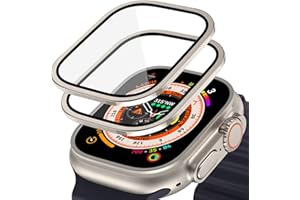ZPIAR 2 Pack for Apple Watch Ultra 2/Ultra 49mm Tempered Glass Screen Protector with Titanium Alloy Frame, Full Coverage Bubble Free Anti-Scratch Waterproof HD Film for iwatch Ultra 2/Ultra