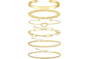 Coshilta Gold Bracelets for women 14K Gold Bangle Bracelet Stack - Adjustable Waterproof Trendy Bracelets Gold Filled Stacks Bangles Link Chain Gold Bracelet Non Tarnish for Women Jewelry Gifts