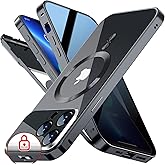 [Full Camera Protection& Mechanical Lock]Magnetic Privacy Case for iPhone 13 Pro Max[Compatible with MagSafe][CD Metal Ring]Full Body Shockproof Metal Bumper, 9H Anti Peeping Glass Cover-Black