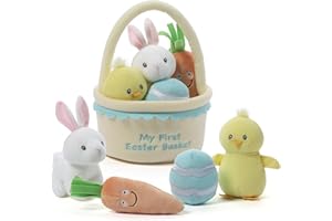 GUND Baby My First Easter Basket 5-Piece Plush Playset with Rattle, Squeaker & Crinkle Plush Toys, Sensory Toy for Babies & Newborns, 9”