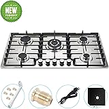 35 inches Gas Cooktop 5 Burners Gas Stove gas hob stovetop Stainless Steel Cooktop 5 Sealed Burners Cast Iron Grates…