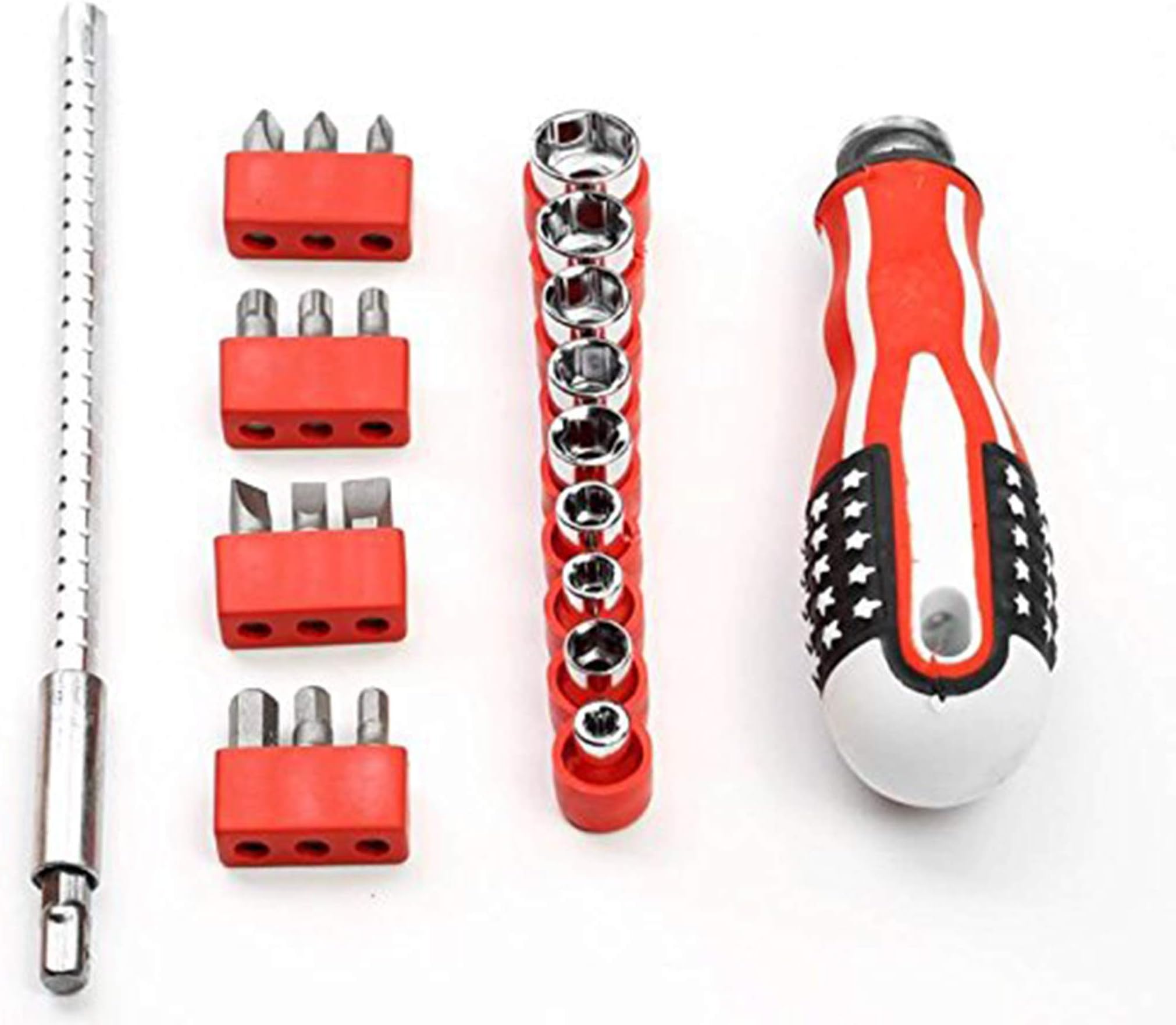 VIP Global® American Flag Rubber Coated Handle 21 in 1 Magnetic Screwdriver Set, Flat & Philips Screwdriver Head