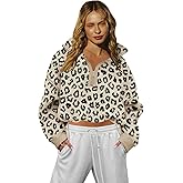 LAMISSCHE Half Zip Sweatshirt Women Oversized Sherpa Jacket V Neck Fleece Pullover Hoodie with Pockets