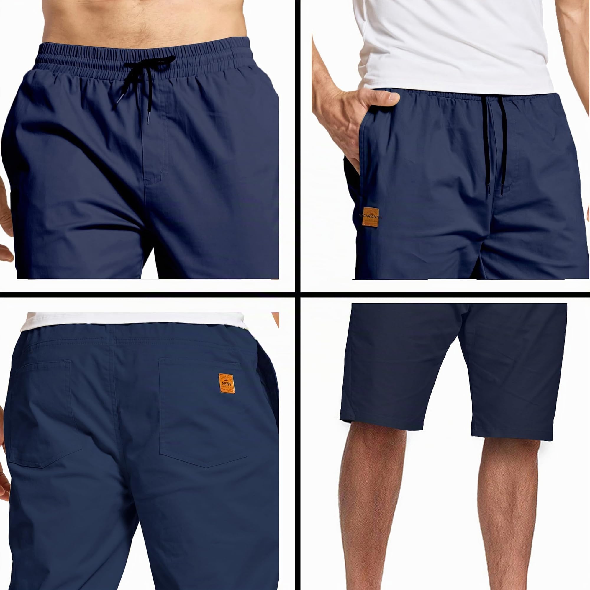 ZOXOZ Kurze Hose Herren Shorts Herren Sommer Chino Shorts Baumwolle Cargo Shorts Freizeithose Kurz Mit Taschen Dunkelblau S 4