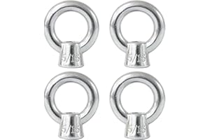 Qlvily 4 Packs 316 Stainless Steel Lifting Eye Nut 5/16" UNC Marine Grade, Female Thread Fastener Ring Shaped Eye Nut