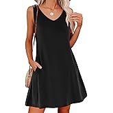 ANRABESS Womens Summer Casual V Neck Sleeveless Mini Dress 2026 Beach Cover Up Sundress Trendy Cute Vacation Clothes