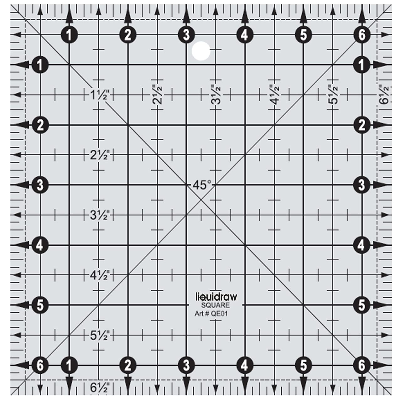Liquidraw Square Quilting Ruler - 6.5" x 6.5" | Acrylic Quilting Square Template | Helpful Sewing Tool with Inch Markings | Useful For Cutting Squares | Sewing Must-Have