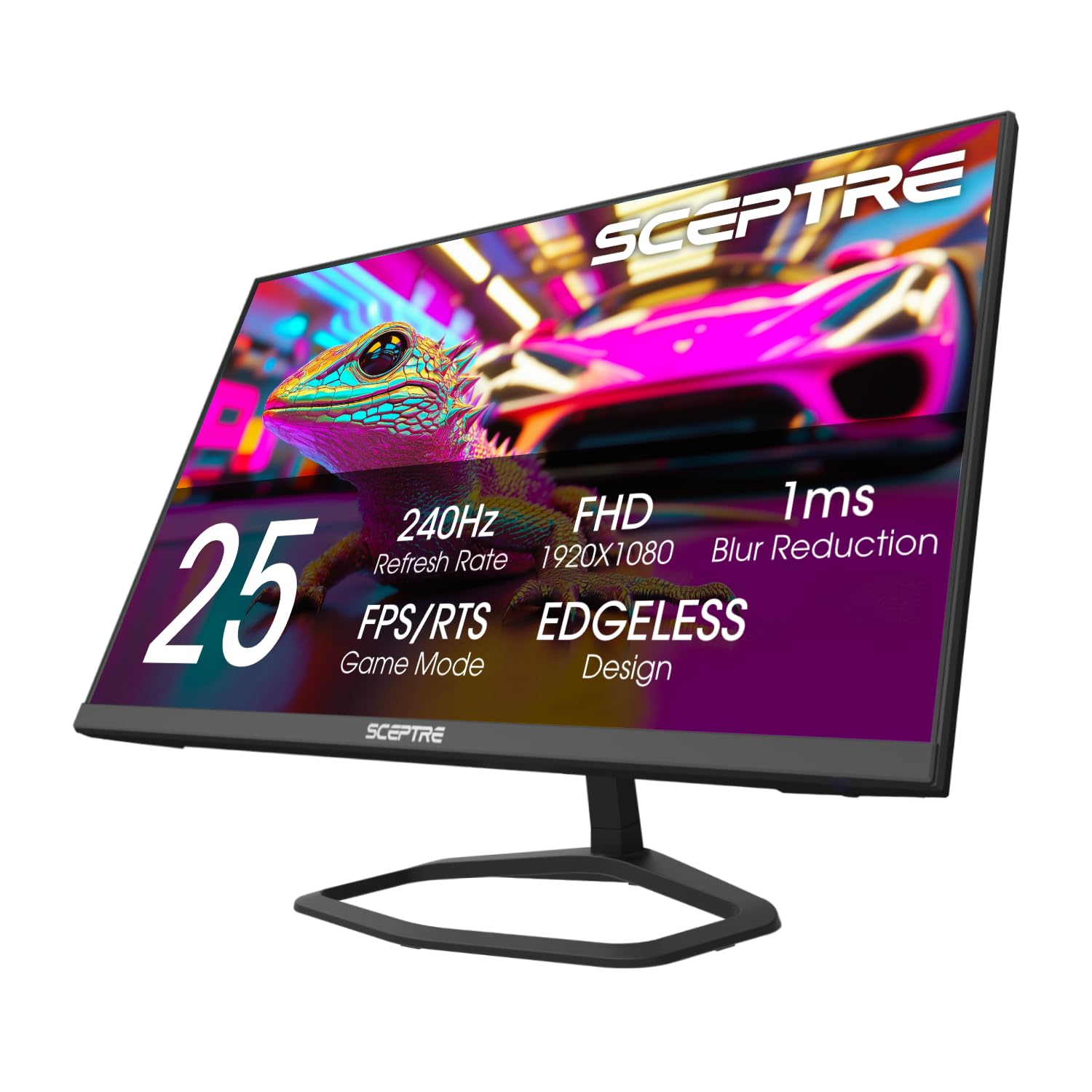 ¡Nuevo! Sceptre Monitor para juegos de 24,5 pulgadas, 240 Hz, 1 ms, DisplayPort x2, HDMI x2, 100 % sRGB, AMD FreeSync Premium, altavoces integrados, negro máquina 2026 (serie E255B-FWD240)