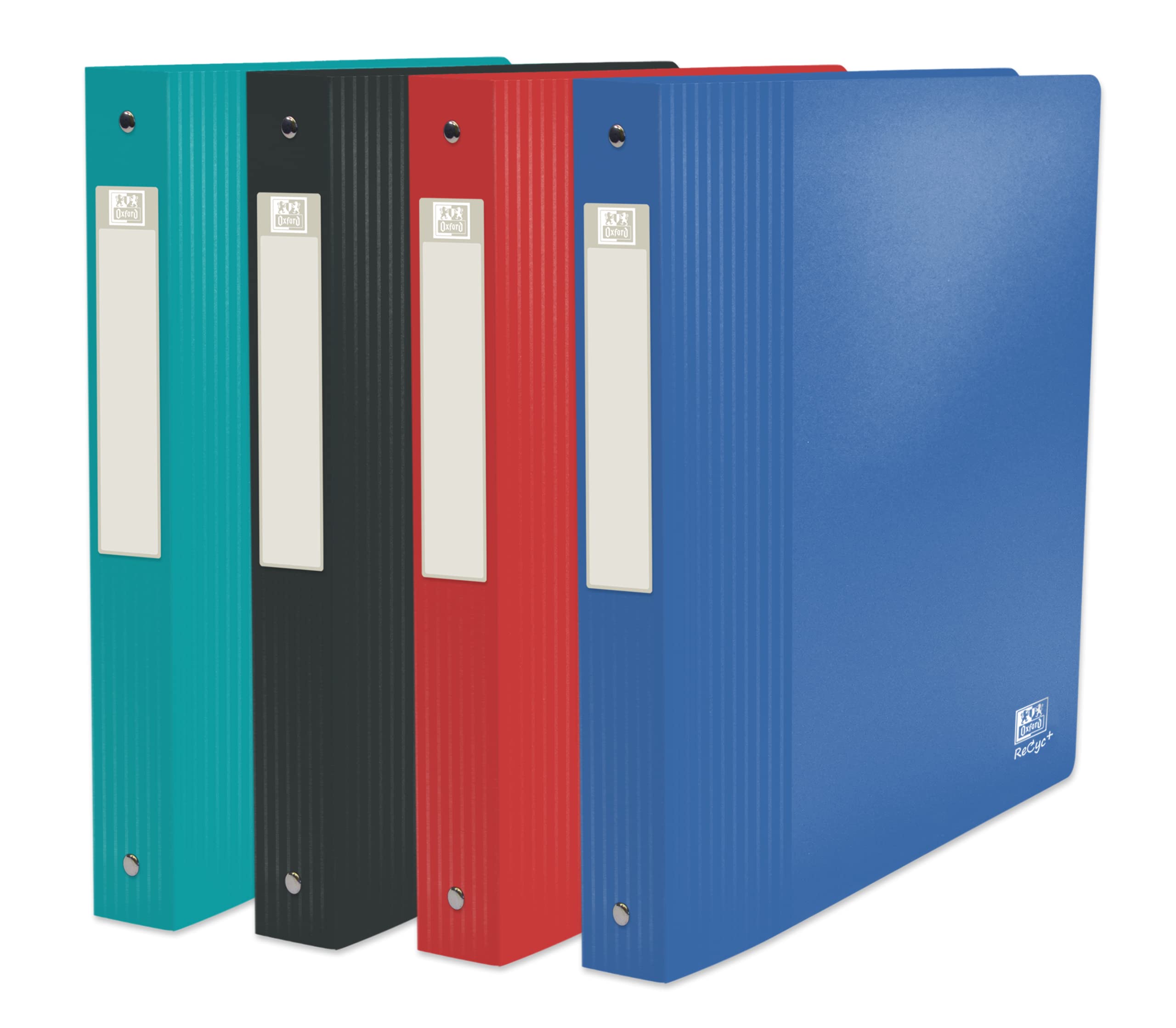 OXFORD School Life Recyc+ Folder A4XL 40 mm Spine 4 Round Rings Recycled Polypropylene Cover Assorted Colours