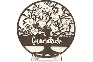 MARACCO Christmas Grandma Gifts from Grandkids, Personalized Grandma Gifts, 3D Family Name Tree with 20 Heart Tags, Thanksgiving Gift for Grandparents Grandma Grandpa