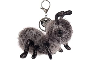 Apricot Lamb Black Evil Ant Keychain Soft Cuddly, Plush Toys Stuffed Keychain for Kids Backpack, Purse, 6.3 Inches（Black）