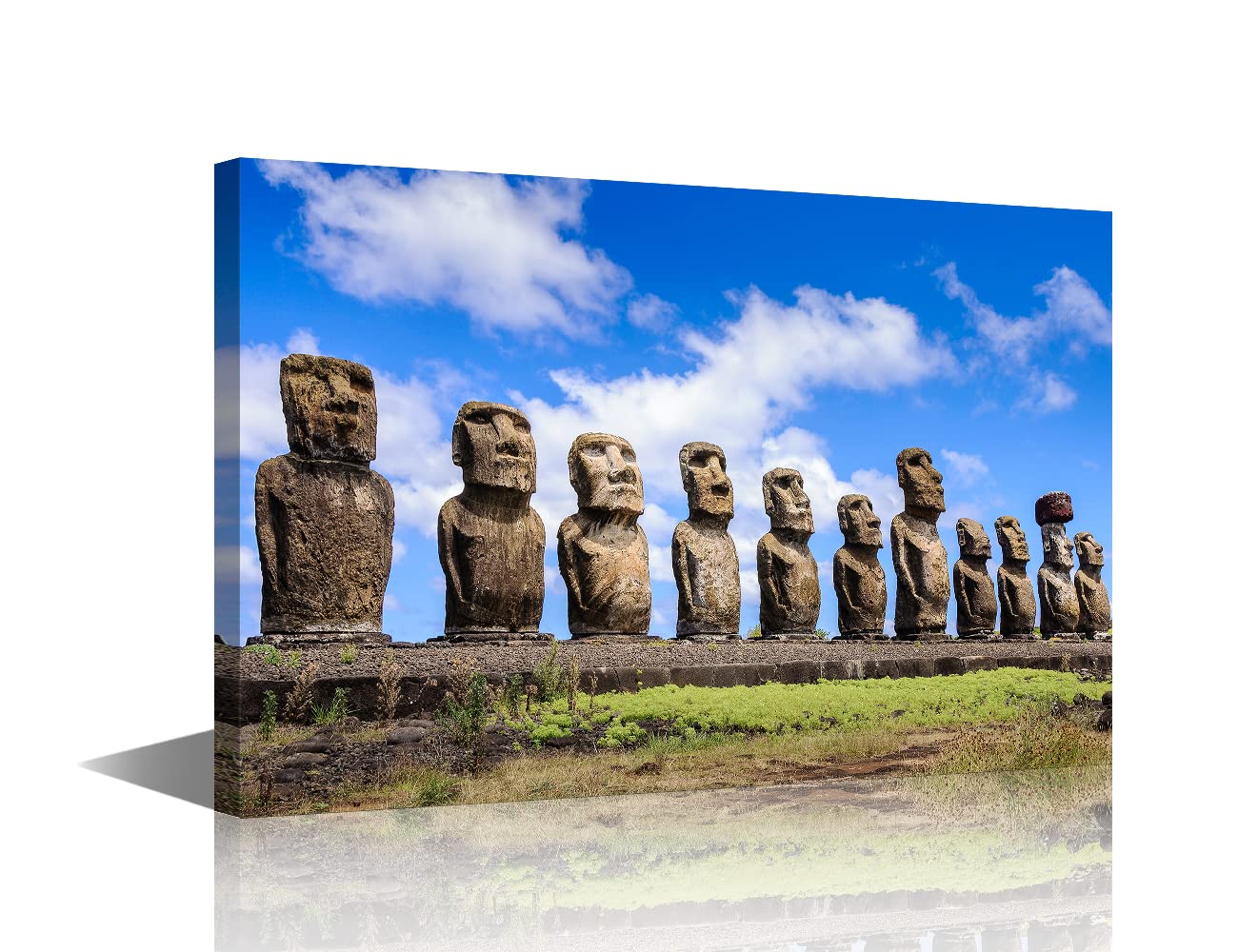 Moais of Ahu Tongariki Canvas Wall Art Easter Island Chile Picture Artwork Landscape for Bedroom Wall Decorations For Living Room Hang Pictures Wall Artwork (16x24in) — image 1