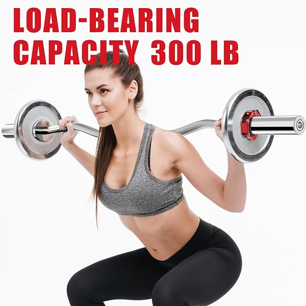 OLYMPIC EZ CURL BAR – 47IN/4FT FOR ARM WORKOUTS, BICEP CURLS, TRICEPS EXTENSIONS – COMPATIBLE WITH 2″ WEIGHT PLATES