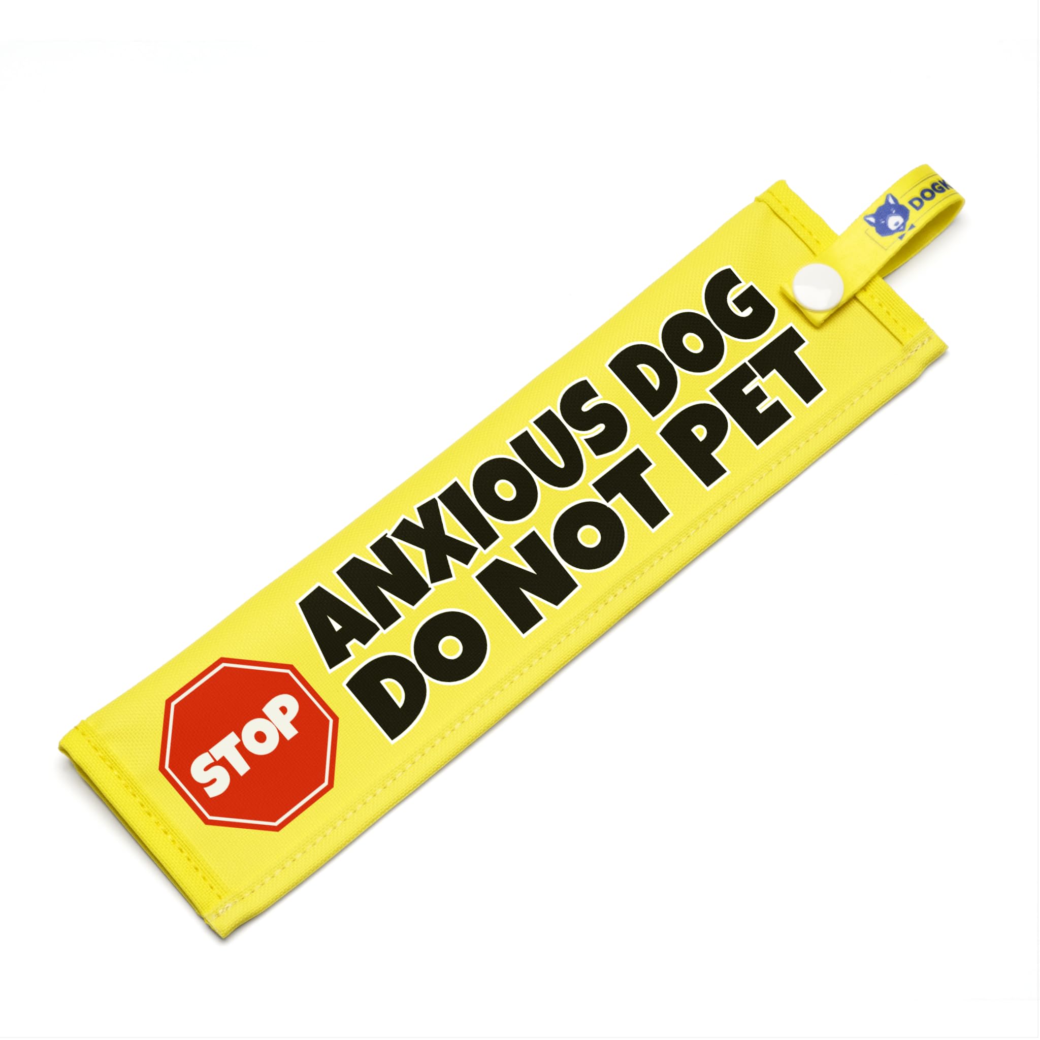 dogkit Anxious Dog Do Not Pet Sleeve for Reactive Nervous Dogs, Reflective, Waterproof, Double Sided Slip-on for the Dog Lead (Yellow, Stop Sign)