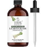 TRATAK ORGANICS Lemongrass Essential Oil, 100% Pure and Natural Oil with Premium Dropper, Undiluted Essential Oil for Aromath