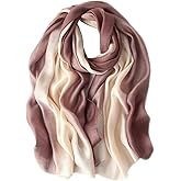 Lzylvta Cotton Silk Scarf Long Lightweight Scarf Elegant Soft Scarf Wraps Color Shade Scarves for Women