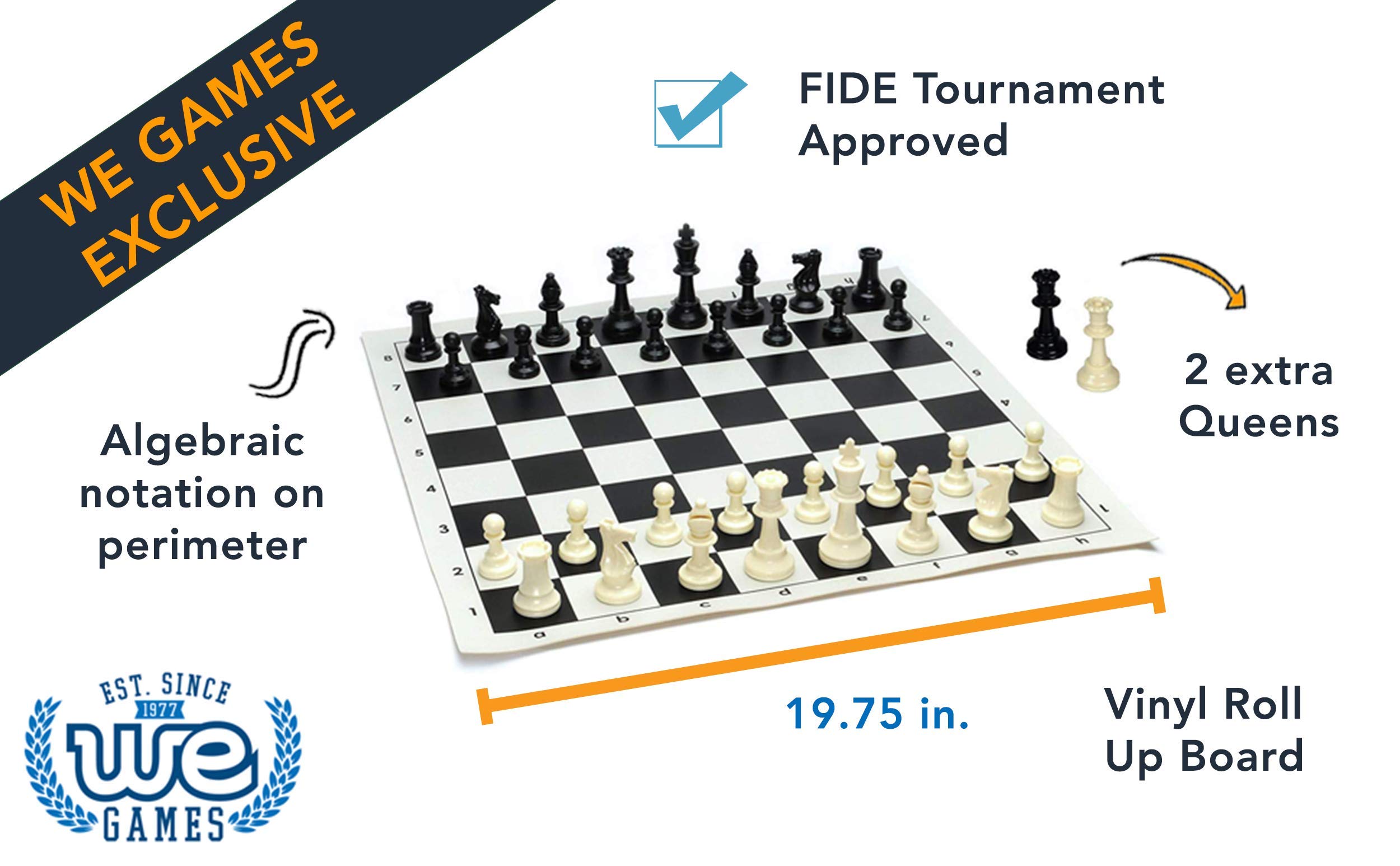 WE Games Best Value Tournament Chess Set Filled Chess Pieces and