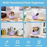 Marbrasse 360-Degree Rotating Desk Organiser with 5 Compartments Purple view 3
