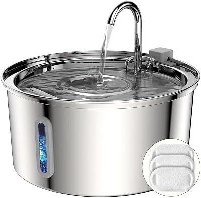 tomxcute 3.2L Stainless Steel Cat Water Fountain with Visible Water Level