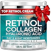 Elvira Retinol Anti Aging Face Moisturizer- Collagen Cream With Stem Cell & Hyaluronic Acid, Instant Face Lift Cream for Skin Tightening and Firming, Wrinkle Smoother for Women & Men, 1.85 Fl Oz