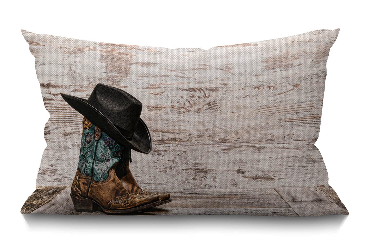 BGBDEIA Cowboy Cushion Cover American West Rodeo Black Cowboy Hat Fashion Cotton Linen Decorative Rectangular Throw Pillow Cover Pillowcase for Sofa and Bed Couch 12"X20" 30 x 50 cm