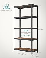 SONGMICS Set of 2 Shelving Units 40 x 90 x 180 cm Rustic Brown Black view 7