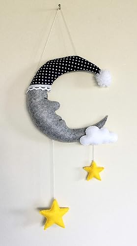 Mobile Bebe Lune Avec Bonnet De Nuit Nuage Etoiles Amazon Fr Handmade Mobile Bebe Lune Avec Bonnet De Nuit Nuage Etoiles Amazon Fr Handmade