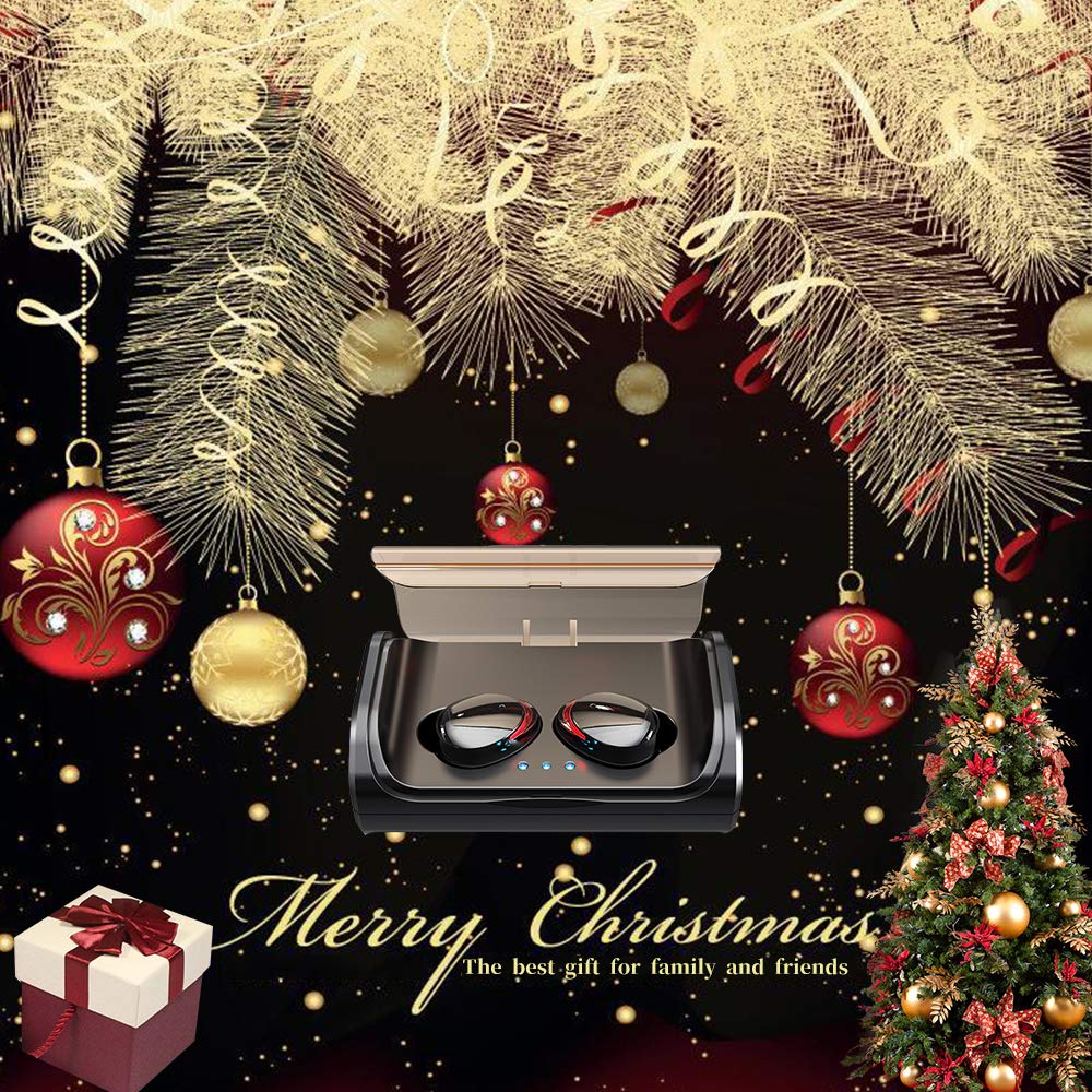 Zagzog Auriculares Bluetooth Inalámbricos, Bluetooth V5.0 Caja de Carga de 3000mAh Teclas Táctiles Impermeable IPX7 Estéreo con Micrófono CVC8.0 Mini Manos Libres Deportivos para iOS/Android Negro