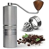 Manual Portable Coffee Grinder with 7 Star Conical Burr, 60 Clicks External Adjustment Full-Metal Coffee Grinder for Coffee Bean Grinder for Espresso, French Press, Travel, Camping, Home & Office Use