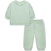 Little Me Simply Essential Solids Organic Cotton Blend for Baby Girls' Fleece Sweatshirt and Pant Set, 12 Months to 4 Toddler