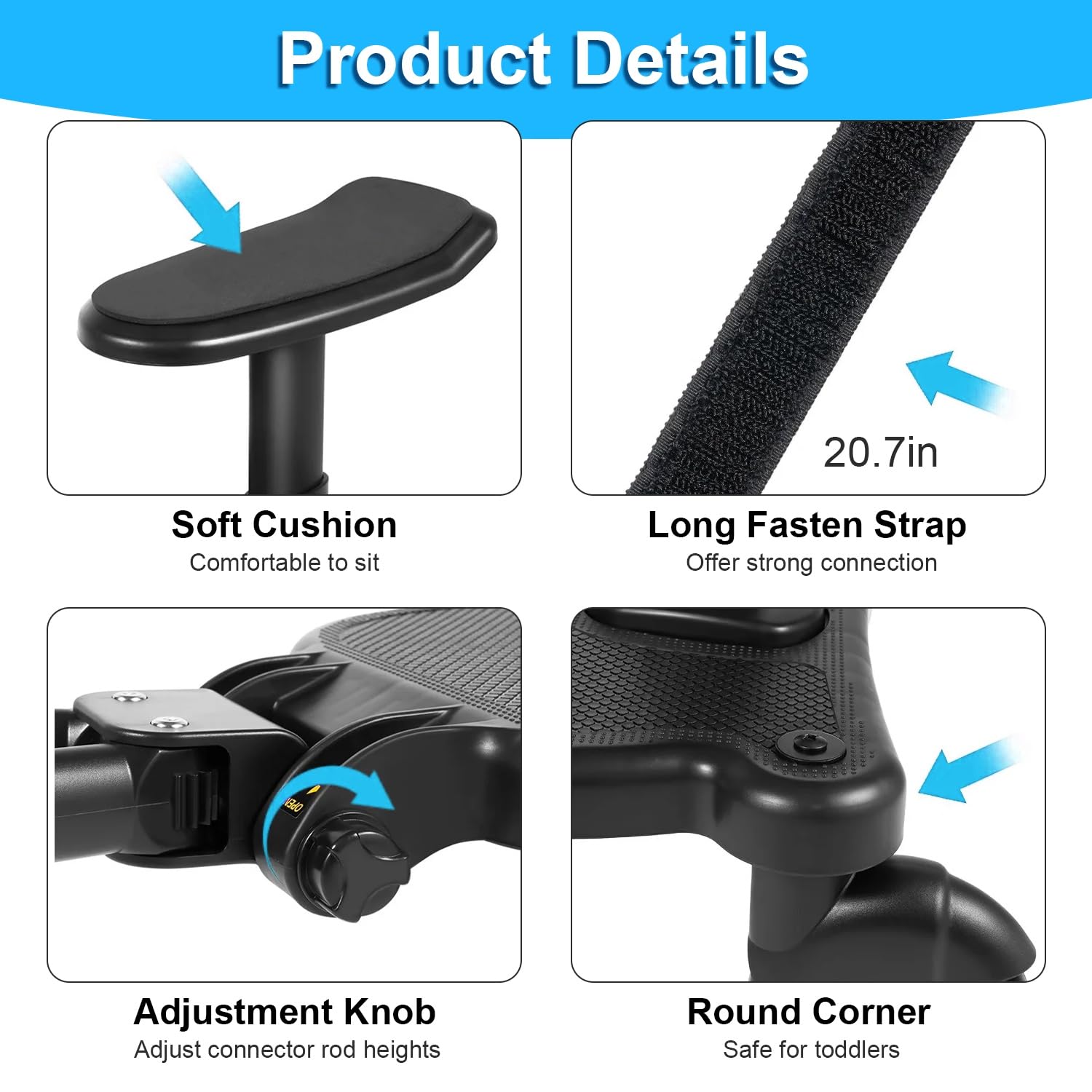 Universal Stroller Board with Detachable Seat for New Parents, 2 in 1 Sit & Stand Stroller Board, Stroller Standing Board, Stroller Attachment for Toddler to Ride, Holds Children Up to 55lbs