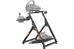 CAMMOO High Compatible Racing Wheel Stand Fits Handbrake, 29 Holes Wheel Panel & 26 Holes Shifter Panel, Foldable Sim Steering Racing Stand, Widely Height Adjustable and Cup Holder