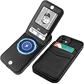KIHUWEY for iPhone 12/12 Pro Case Wallet Compatible with MagSafe Wireless Charging, Credit Card Holder, RFID Flip Leather Magnetic Clasp Kickstand Heavy Duty Protective Cover 6.1 Inch (Black)