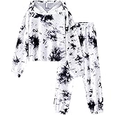 Flypigs Girls 2 Piece Outfits Tie Dye Tracksuits Pullover Sweatshirts and Sweatpants with Pockets Casual Sweatsuits Sets