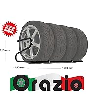 Portagomme Da Parete Regolabile - Per 4 Pneumatici, Portata 130kg, Acciaio Verniciato - Foto 2