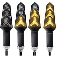 VRWEARE 4PCS Universal Motorcycle Turn Signals LED 12V 3 Wire Flowing Indicator Lights 14 Bulbs Compatible with Motorbike Sco