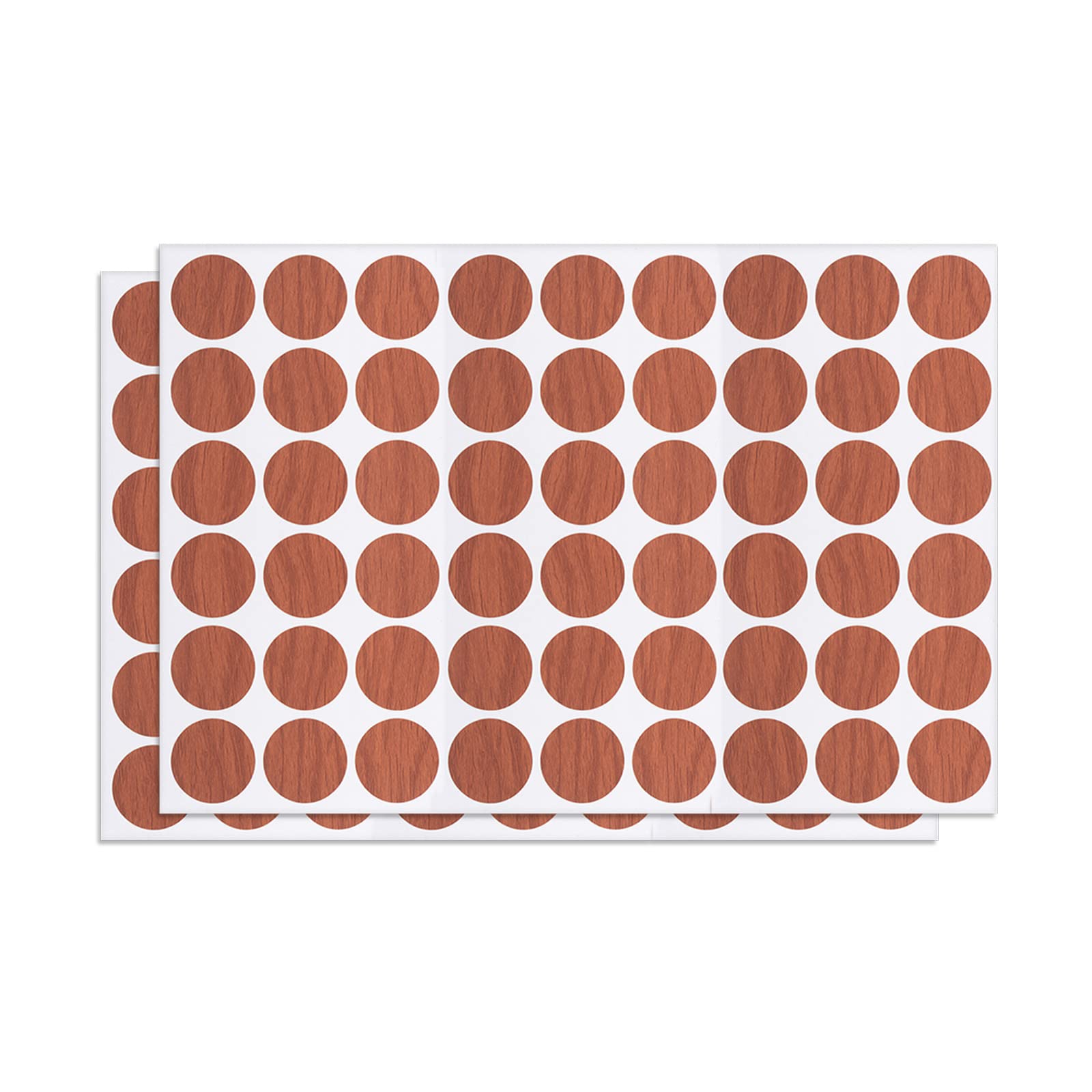 DTGN 21mm(Dia) Screw Hole Cover Stickers - 2Sheet 108pcs - Good for Furniture Wardrobe Chair - PVC Waterproof Hole Caps - Light Brown