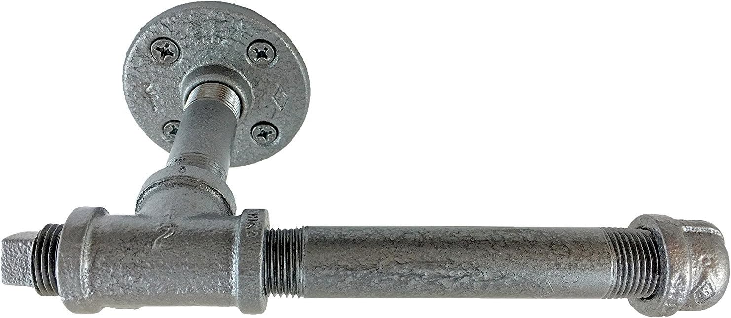 Urban Industrial Decor Pipe Toilet Paper Holder (Hammered Pewter)