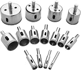 flintronic Diamond Drill Bit Set 15PCS 8-50mm Glass Tile Marble Ceramic