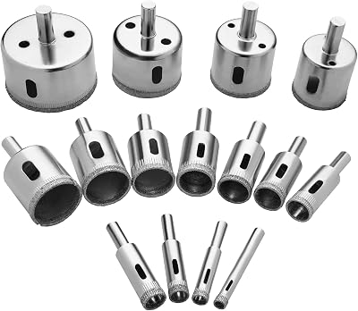 flintronic Diamond Drill Bit Set 15PCS 8-50mm Glass Tile Marble Ceramic