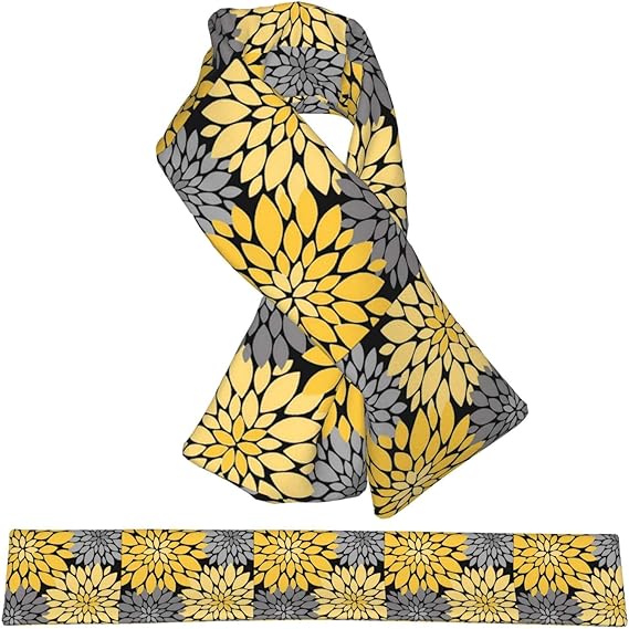 Yellow And Gray Dahlia Floral Women'S Warm Scarf Fashion Scarves Shawls