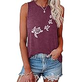 BLACKOO Women's Sea Turtle Graphic Tank Top Sleeveless Summer Casual Tunic