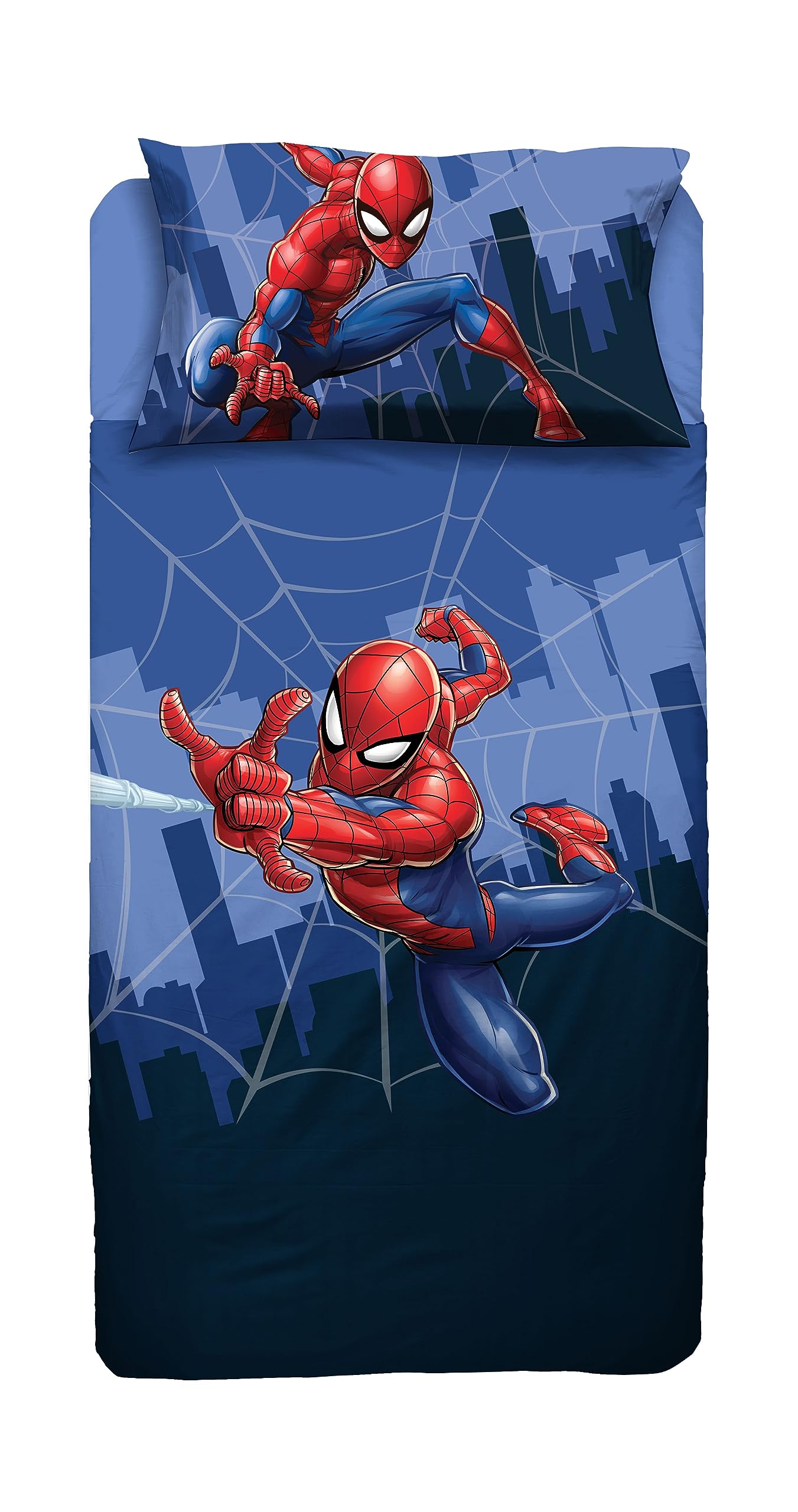 Spiderman, Single Bed Sheet, Disney Single Bed Set, Top Sheet, Fitted Sheet, Pillowcase, Blue, Marvel, Disney, 100% Cotton, Official Product — image 1