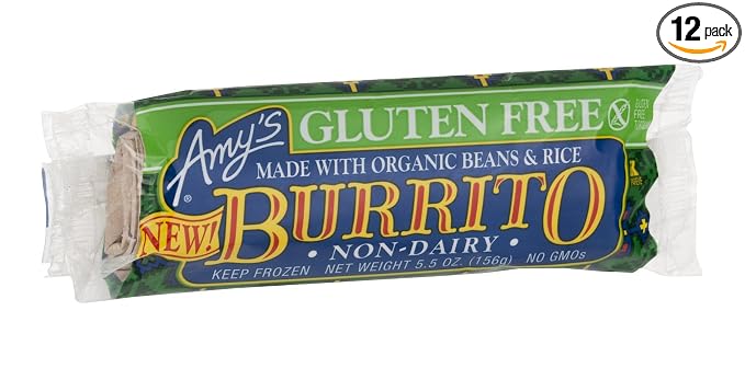 Amazon Com Amy S Gluten Free Non Dairy Burrito 6 Ounce Pack Of 12 Packaged Mexican Burrito Kits Grocery Gourmet Food