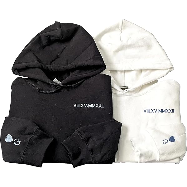 Amazon.com: Custom Embroidered Roman Numeral Hoodie, Couples