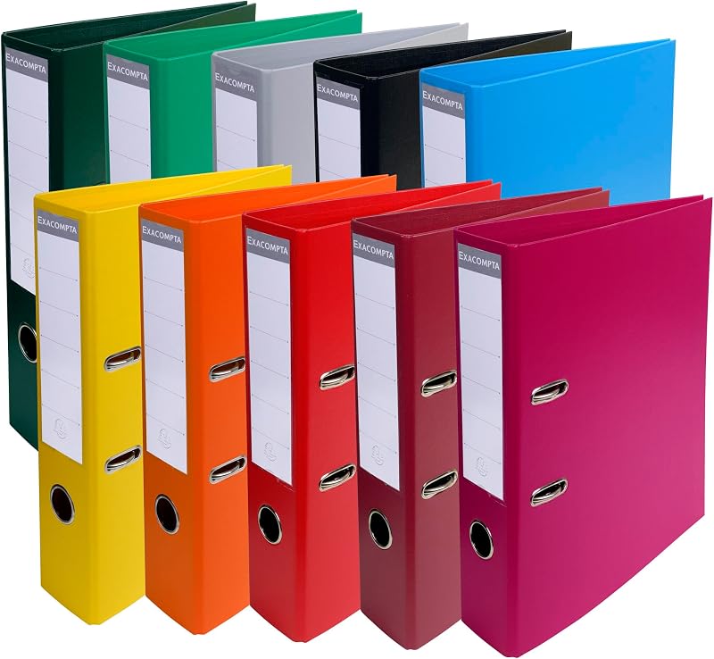 Exacompta Prem'Touch PVC Lever Arch File 2 Rings 75 mm 70 mm Spine A4 Pack 10