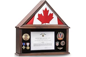 Zmiky Large Burial Flag Display Case American Flag Solid Wood Display Case Fits a 5 X 9.5 Flag Folded Military Shadow Box Fla