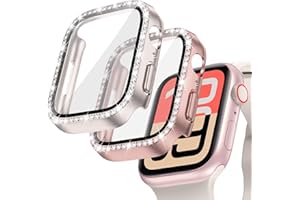 Goton 2-Pack Bling Case for Apple Watch Screen Protector 40mm SE 3/2/1, Series 6/5/4, Women Glitter Diamond Rhinestone Bumper Face Cover for iWatch Accessories 40 mm