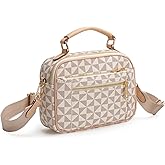 Fashion Designer White Shoulder Bag for Women Faux Leather Checkered Purse PU Crossbody Bags (Cube)