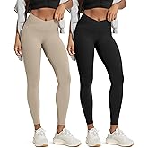 ODODOS 2 Pack Buttery Soft Cross Waist Leggings with Pockets for Women, ODCLOUD 25" / 28" Crossover Lounge Yoga Pants